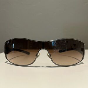 Ray-Ban Brown and gunmetal wraparound Sunglasses